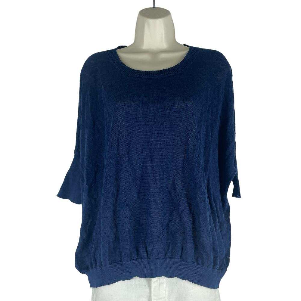 J. Crew Batwinged Crew Neck Sweater 3/4 Sleeve Blue Size XS - Picture 4 of 10